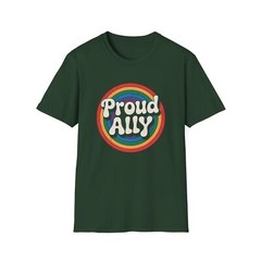 Proud Ally Unisex Softstyle T-Shirt – Vibrant Gay Pride Tee, LGBTQ+ Support