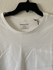 Kenneth Cole Medium 100% Cotton White Knit Pocket Spring T-Shirt NWT $49