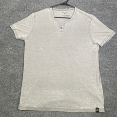 Lucky Brand Mens Venice Burnout Henley Shirt Grey Short Sleeve Size M