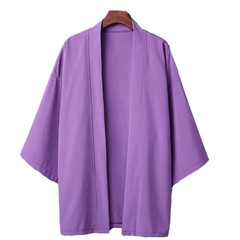 Men’s Lightweight Kimono Shirt Seven Sleeve Open Front Cardigan Japanese