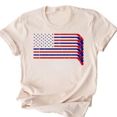 USA Flag Hockey Comfort Tee Patriotic Ice Fan Gift Men Women