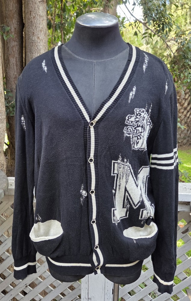 Mihara Yasuhiro 11SS Damage Processing Tiger Knit Cardigan Sz M L G2U