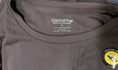 Claiborne Iron Gray Moisture Wicking Crew Neck T-Shirt Med New