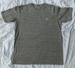 Carhartt Men’s T‑Shirt Large Tall Heather Brown Pocket Logo Cotton Poly Workwear