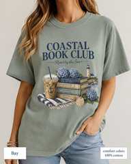 Coastal Book Club Shirt, Comfort Colors Beach Reading Tee, Book Lover Gift