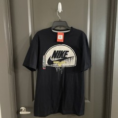 Nike Dri Fit GoldBasket Backboard Aj1 Men’s Sz Large Black/Gold Toe 1 Shirt RARE