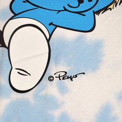SMURFS Tie Dye SHIRT Mens Medium Blue White Mushroom Casual Animation NWT