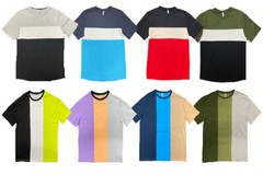 Mens Color Block Chevron Stripe Round Neck Short Sleeve Tshirt