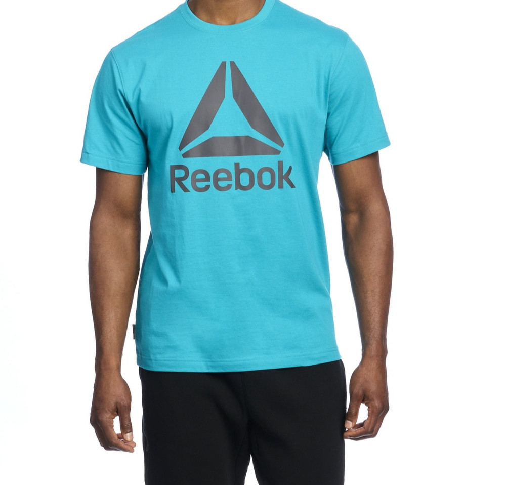 NWT REEBOK Men’s Delta Logo Graphic Cotton Blend Tee, Capri Breeze, S or 3XL