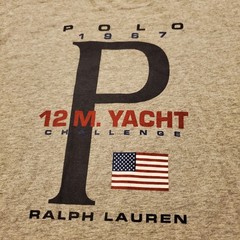 Polo Ralph Lauren Shirt Men Large Gray Yacht Challenge USA Graphic