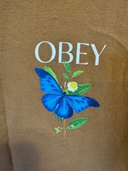 Obey T-Shirt Adult Small Blue Butterfly’s Graphic Tee Brown Quality Dissent EUC