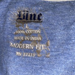 Blue Modern Fit Large 100% Cotton V-Neck T-Shirt