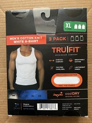 TRUFIT 3 PACK MEN’S XL COTTON KNIT WHITE A-SHIRT COOL DRY STRETCH COMFORT TAGFRE