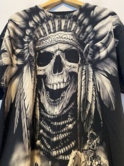 Y2k 90s Native American Skull Skeleton Spirit Warrior Horseback Tee Men’s Large