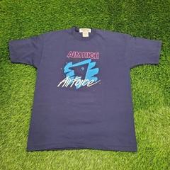 Vintage 80s Aim-High US Air-Force Shirt Large 22×28 Aviation USA USF