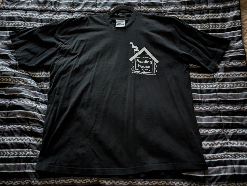 Online Ceramics Reading House XXL Black Heavy Weight Shirt Haunted Wagon