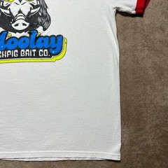 Moolay Bushpig Bait Co Ringer T Shirt Mens XL White Red Pig Graphic Outdoor Tee
