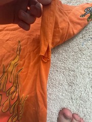 Vintage 90s JNCO Jeans Dragon Flame Graphic T-Shirt Orange