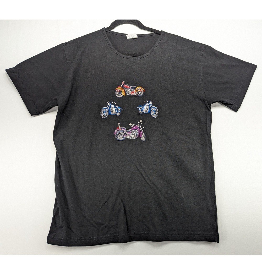 Casey Coleman Black Cotton Embroidered Motorcycle Graphic T-Shirt Men M/L Turkey