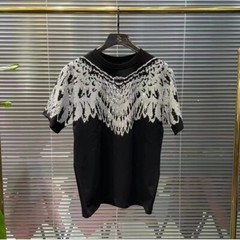New Hot Drilling Fashion Wing Style Rhinestones Summer Luxury Men Black T-Shirt