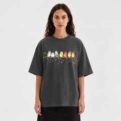 Cute Colorful Birds Branch T-Shirt Adorable Bird Family Tee