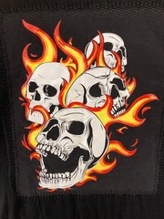 GFTD T Shirt Mens M Black Flames Skulls Hip Hop Street Wear