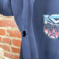 Vintage Transformers Shirt Mens Large Blue Cotton Autobot Logo Cartoon FOTL