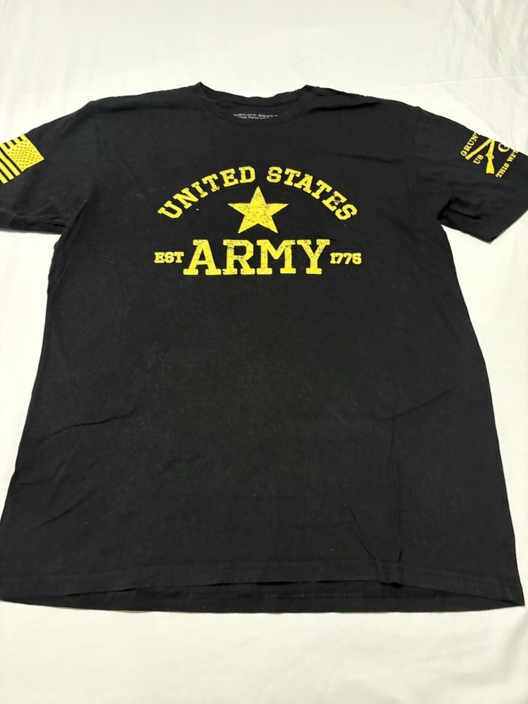 Grunt Style Army Shirt Mens XL Black Yellow American Flag Patriotic