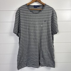 NWT Men’s Polo Ralph Lauren Custom Slim Fit Tee Shirt Gray Stripe Pattern sz XL