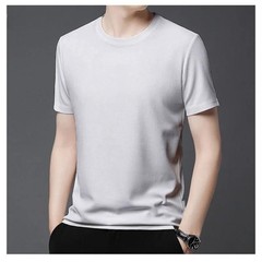 Men T-shirt New Summer Waffle Round Neck Short Sleeved T-shirt Men’s Short Sleev