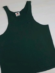 Vintage 90s Nike Swoosh Logo Embroidered Tank Top USA Dark Green Faded Bleach **