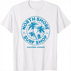 Retro Hawaiian Surf Beach Graphic Men’s T-Shirt Waikiki North Shore Style Tee