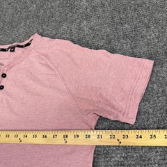 Public Rec Shirt Mens Medium Light Red Heather Short Sleeve Henley Pima Cotton