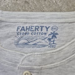Faherty Cloud Cotton Henley Shirt Mens 2XL Beige Stretch Preppy Minimalist New