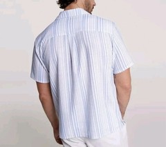 New VRST Performance Resort Shirt Men’s Size Medium Muted Denim Calm Stripe $64