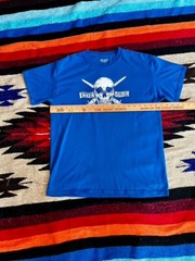 Gildan Dry-Blend Skull and Crossbones T- Shirt Men’s L Royal Blue Casual