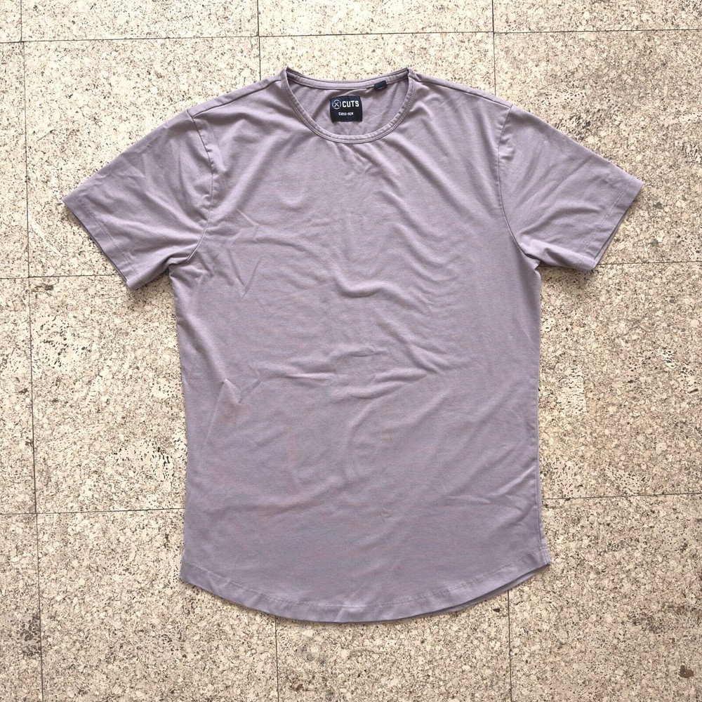 CUTS AO Crewneck Elongated T-Shirt Sz Medium Dusk /Taupe PYCA Stretch Anti Odor
