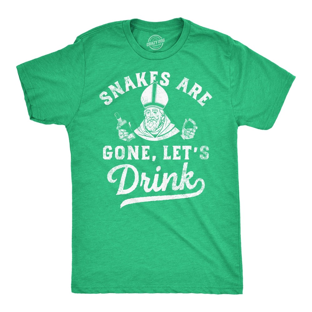 Mens Funny T Shirts Snakes Are Gone Lets Drink St Patricks Day Drinking Tee