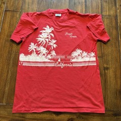 Vintage Santa Monica California Shirt Mens XL Red Oneita Tee T-Shirt USA 80s
