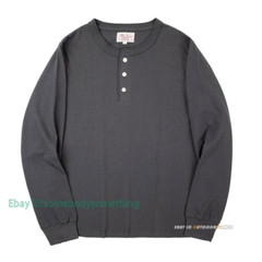 Red Tornado Men Cotton Pure Color Shirts Long Sleeve Round Neck T-Shirts Vintage