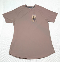 Kenneth Cole Tech Raglan Active Tee Shirt Sz. M Rose Taupe Stretch Curved Hem