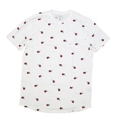 Rue21 Shirt Mens Large White Jersey Scoop Hem Graphic Rose Print 100% Cotton
