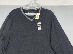 Cremieux Shirt Mens Medium Gray Long Sleeve V-Neck Tagless Tee T-Shirt Jersey