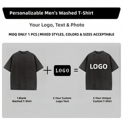 Husband Birthday Gift Custom Photo Quote Washed Cotton T-shirt