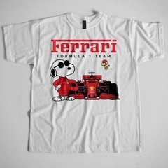 Sn0opy Ferrari Formula 1 racing short sleeve white color Shirt VK04996