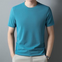 Summer High-End New Mulberry Silk Round Neck T-shirt Men’s Thin Pure Color Silk