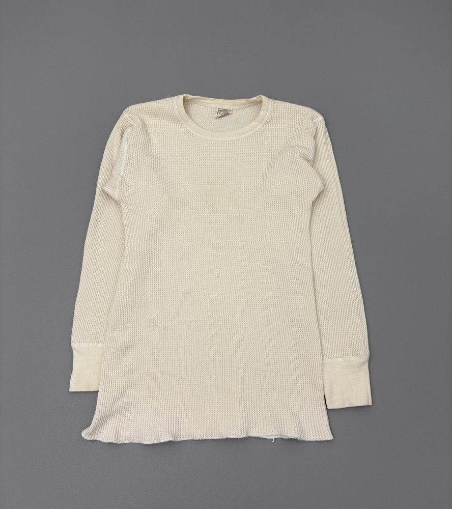 Vintage 80s Northwest Territory Thermal Shirt Cream Waffle Knit Long Sleeve L