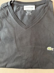 Lacoste TH6710-51 Pima Cotton V-Neck Men’s T-Shirt – Black Size L/ FR 5