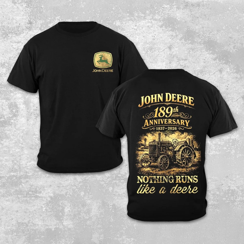 John Deere 189th Anniversary T-Shirt, 1837-2026 Vintage Tractor Graphic Tee