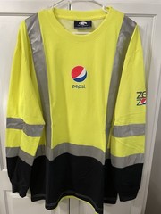 Pepsi Shirt Mens Large High Vis Employee Uniform Reflective Safety Long Sleeve